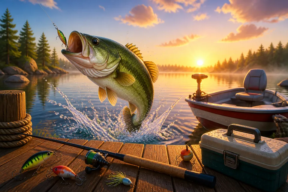 Illustrasjon i temaet til Big Bass Bonanza