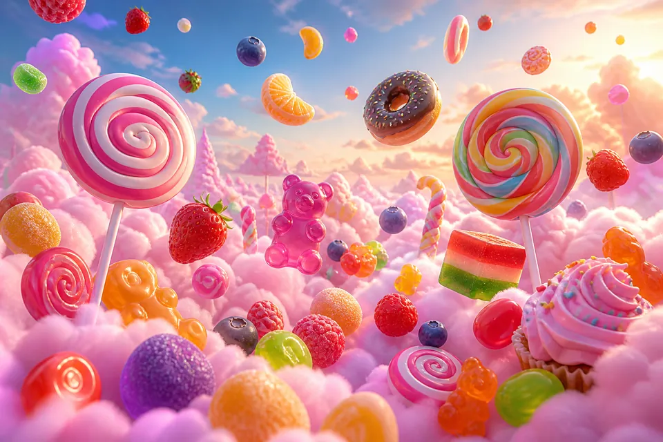 Illustrasjon i temaet til Sweet Bonanza